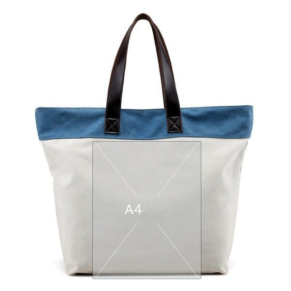 Dame Canvas Hit Color Tote Bag Casual Håndtaske Skuldertaske