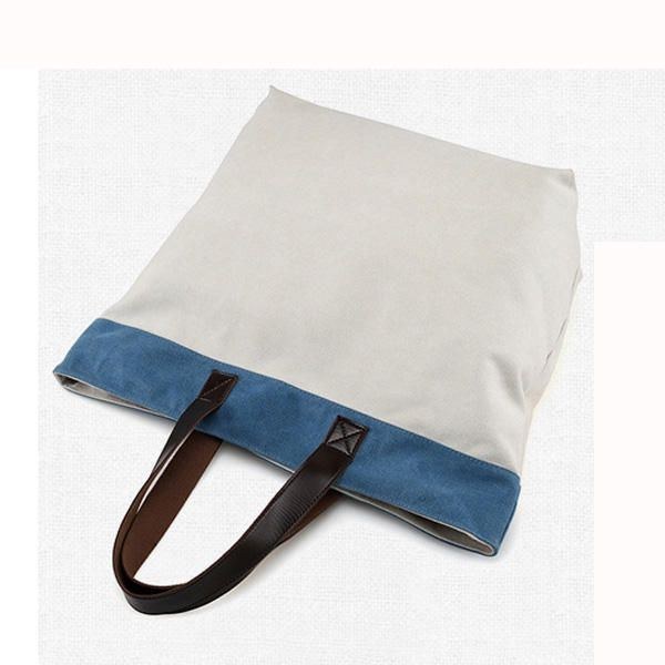 Dame Canvas Hit Color Tote Bag Casual Håndtaske Skuldertaske