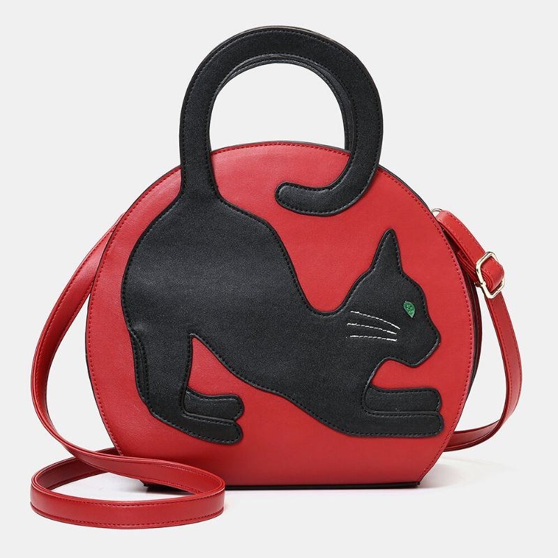 Dame Cute Cat Pattern Expandable Handbag Crossbody Bag Modetaske