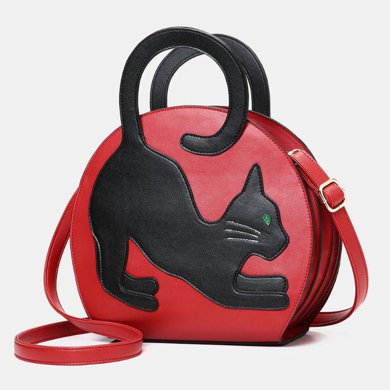 Dame Cute Cat Pattern Expandable Handbag Crossbody Bag Modetaske