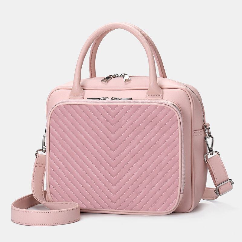 Dame Designer Stribet Laptop Taske Crossbody Taske Håndtaske