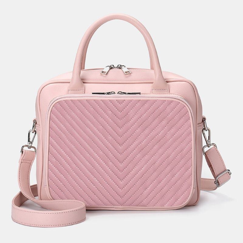 Dame Designer Stribet Laptop Taske Crossbody Taske Håndtaske