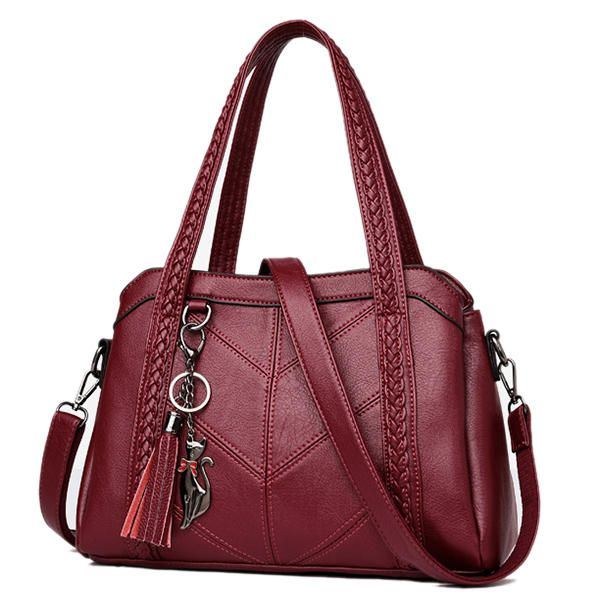 Dame Elegant Soft Pu Håndtaske Skuldertasker Crossbody Tasker