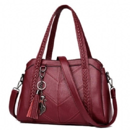 Dame Elegant Soft Pu Håndtaske Skuldertasker Crossbody Tasker