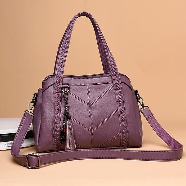 Dame Elegant Soft Pu Håndtaske Skuldertasker Crossbody Tasker