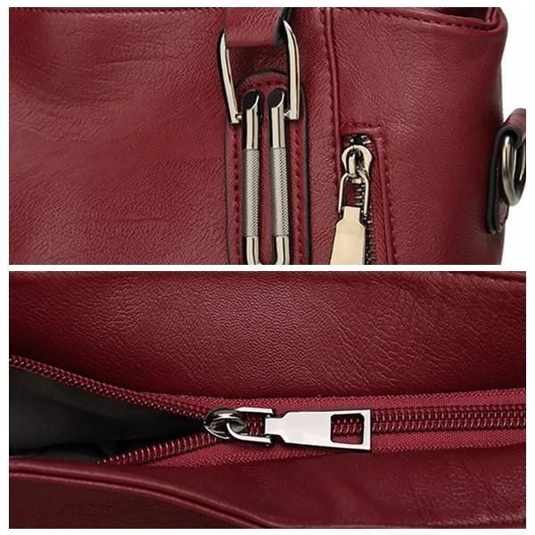 Dame Imiteret Læder Mulepose Med Stor Kapacitet Solid Håndtaske Fritid Crossbody Taske