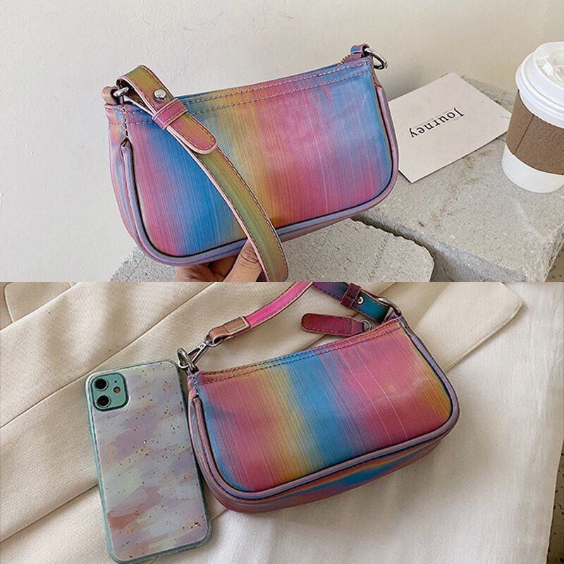 Dame Kontrastfarve Rainbow Creative Casual Tote Skuldertaske Håndtaske