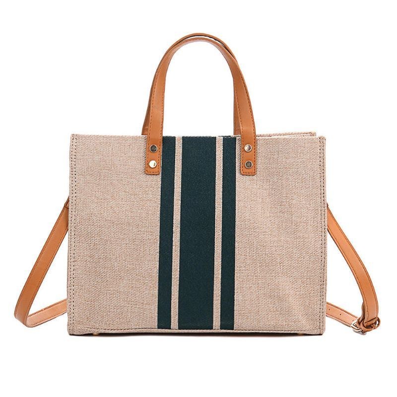 Dame Linen Fritid Håndtaske Med Stor Kapacitet Crossbody-taske