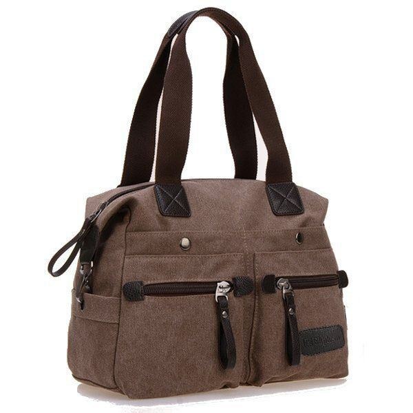 Dame Mænd Canvas Multi Pocket Håndtasker Casual Pude Skulder Crossbody Tasker