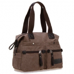 Dame Mænd Canvas Multi Pocket Håndtasker Casual Pude Skulder Crossbody Tasker