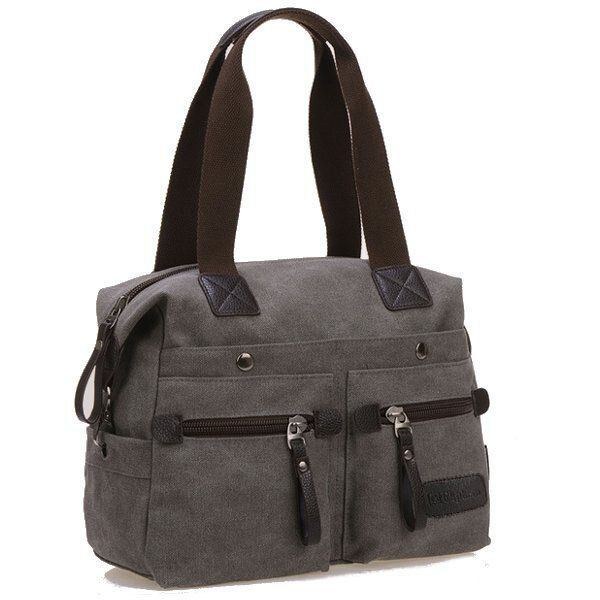 Dame Mænd Canvas Multi Pocket Håndtasker Casual Pude Skulder Crossbody Tasker