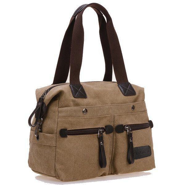 Dame Mænd Canvas Multi Pocket Håndtasker Casual Pude Skulder Crossbody Tasker