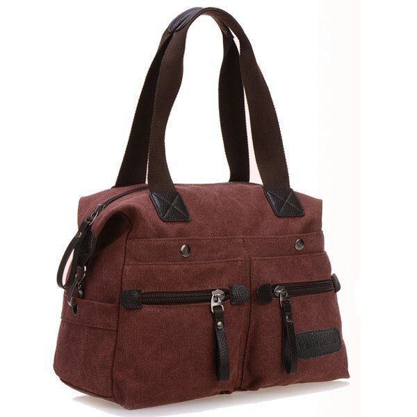 Dame Mænd Canvas Multi Pocket Håndtasker Casual Pude Skulder Crossbody Tasker