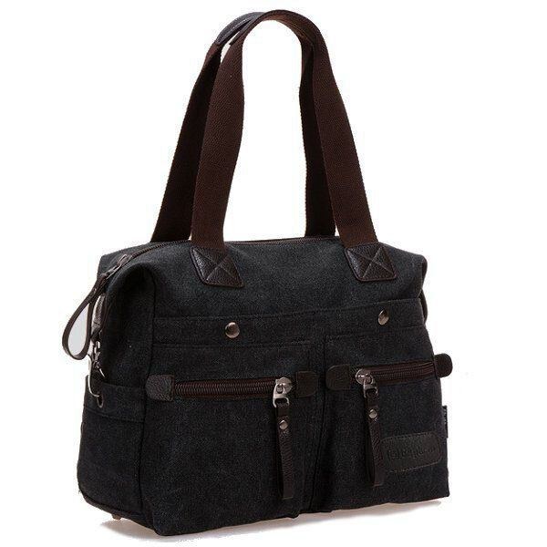 Dame Mænd Canvas Multi Pocket Håndtasker Casual Pude Skulder Crossbody Tasker