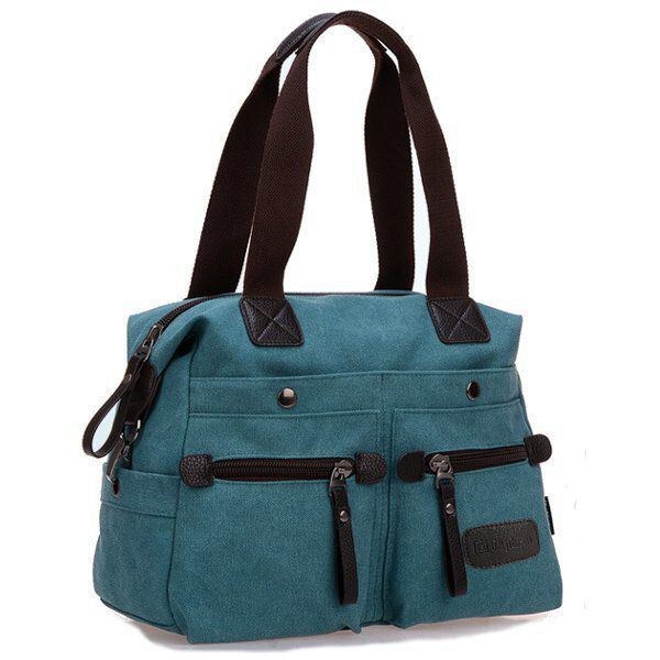 Dame Mænd Canvas Multi Pocket Håndtasker Casual Pude Skulder Crossbody Tasker