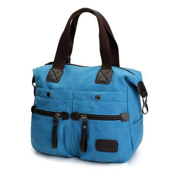 Dame Mænd Canvas Multi Pocket Håndtasker Casual Pude Skulder Crossbody Tasker