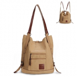 Dame Multi-carry Casual Canvas Håndtaske Skuldertaske Satchel Rygsæk