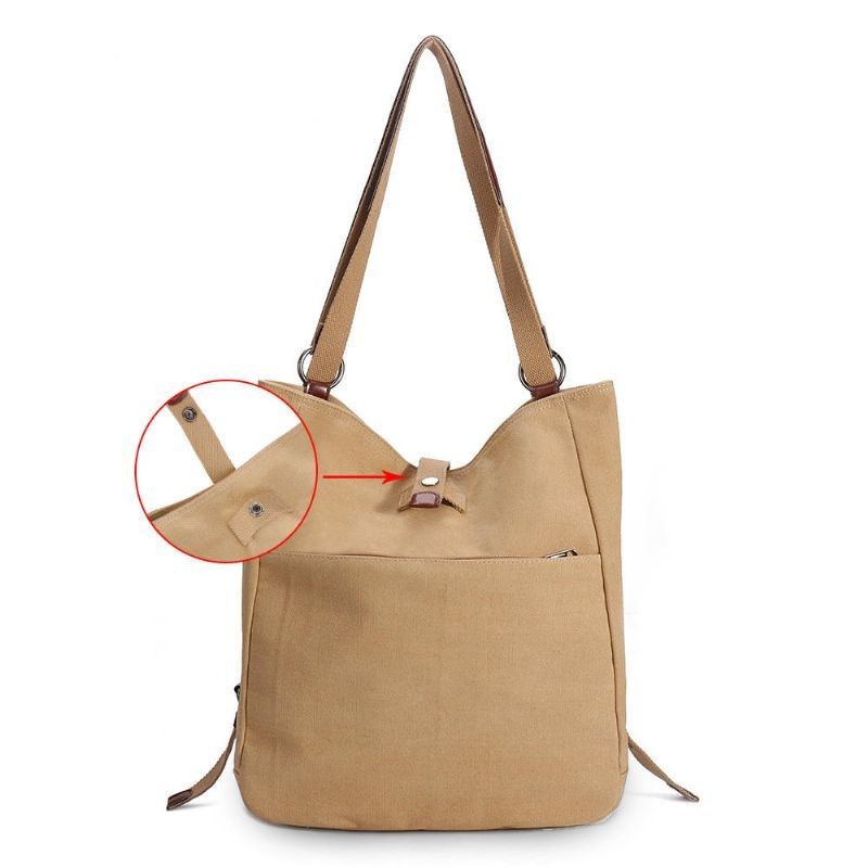 Dame Multi-carry Casual Canvas Håndtaske Skuldertaske Satchel Rygsæk