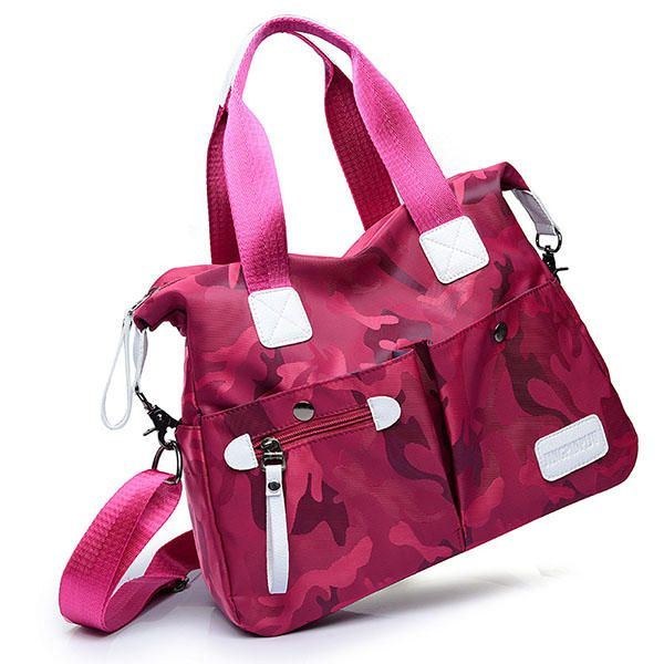 Dame Nylon Camouflage Tote Håndtasker Forlommer Skuldertasker Crossbody Tasker