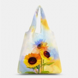 Dame Nylon Tie Dye Solsikkemønster Print Sommertaske Skuldertaske Håndtaske Tote