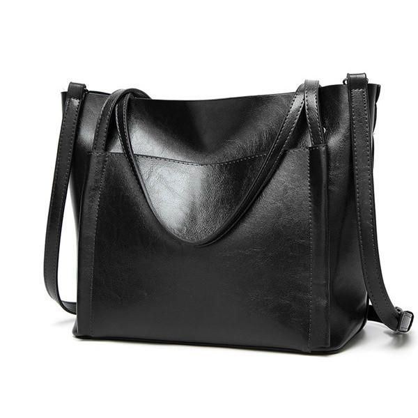 Dame Olie Læder Tote Håndtasker Vintage Skuldertasker Kapacitet Crossbody Tasker