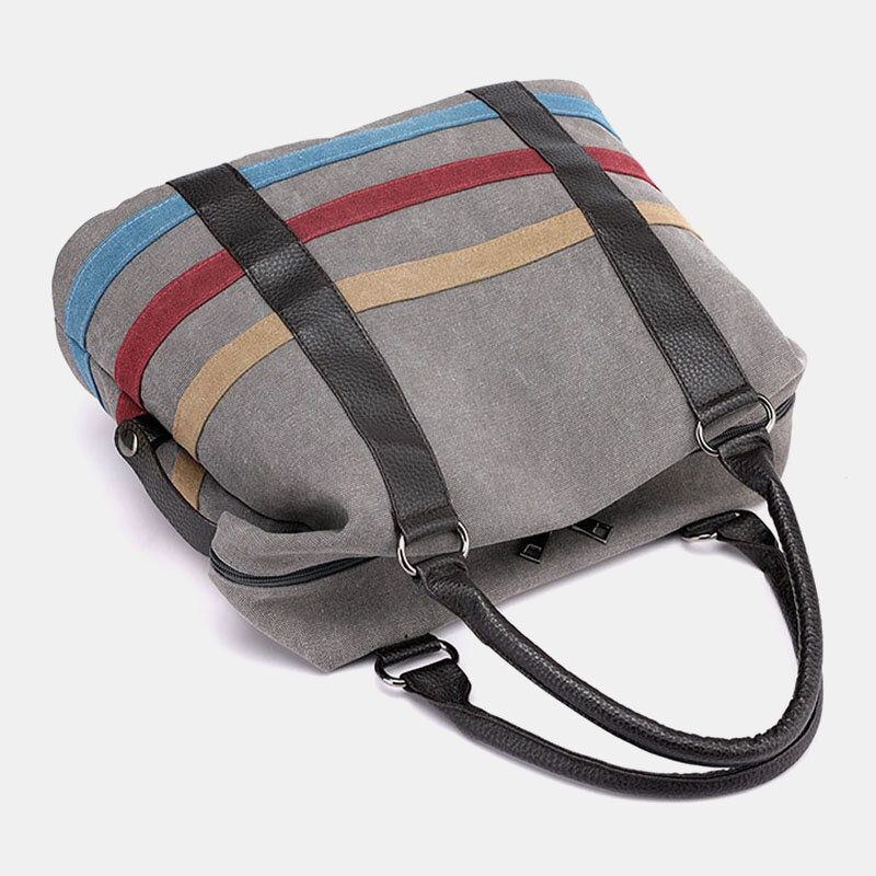 Dame Patchwork Canvas Håndtaske Crossbody Taske