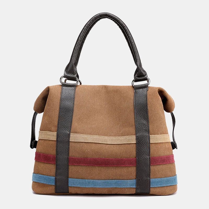 Dame Patchwork Canvas Håndtaske Crossbody Taske