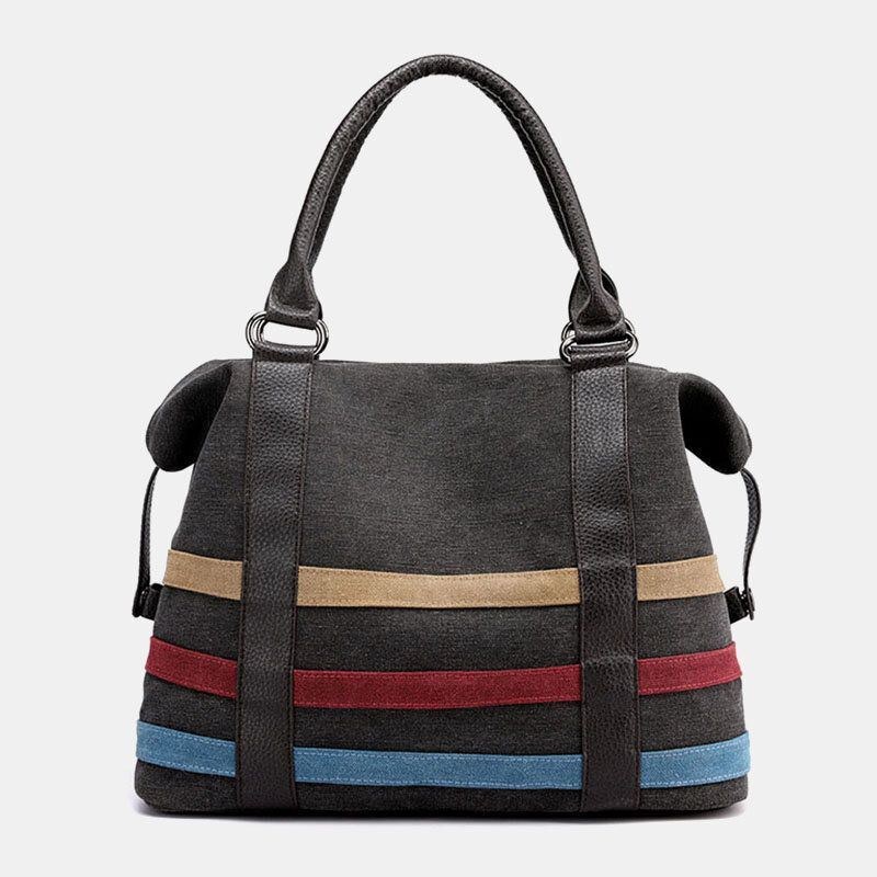 Dame Patchwork Canvas Håndtaske Crossbody Taske