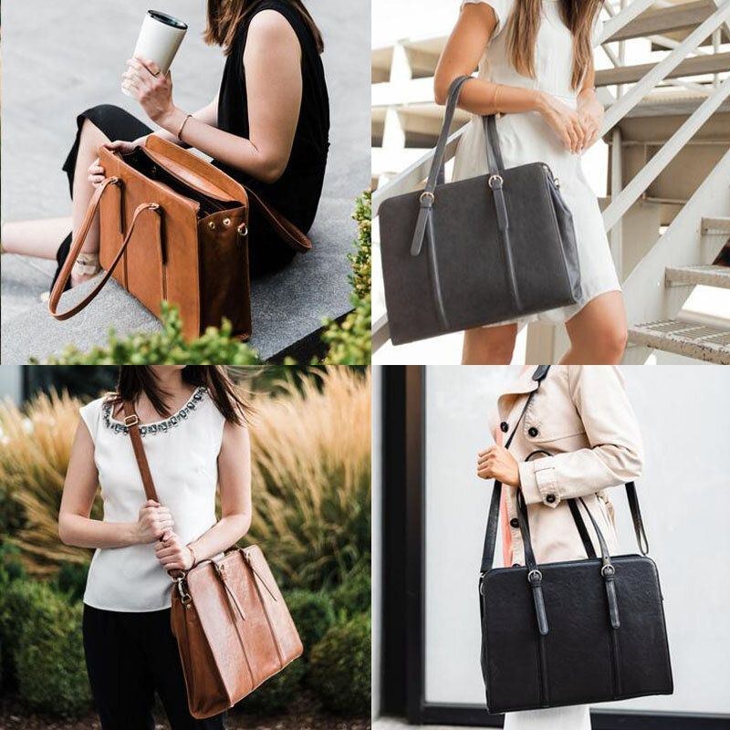 Dame Pu-læder Med Stor Kapacitet Multi-lomme Casual Business Cabriolet Tote Håndtaske Crossbody Taske