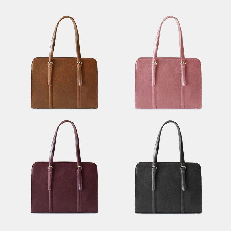 Dame Pu-læder Med Stor Kapacitet Multi-lomme Casual Business Cabriolet Tote Håndtaske Crossbody Taske