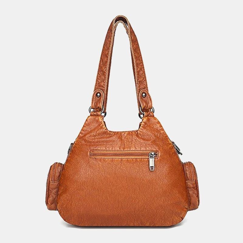 Dame Pu Læder Stor Kapacitet Nittedekoration Med Flere Lommer Retro Soft Tote Håndtasker Crossbody Tasker