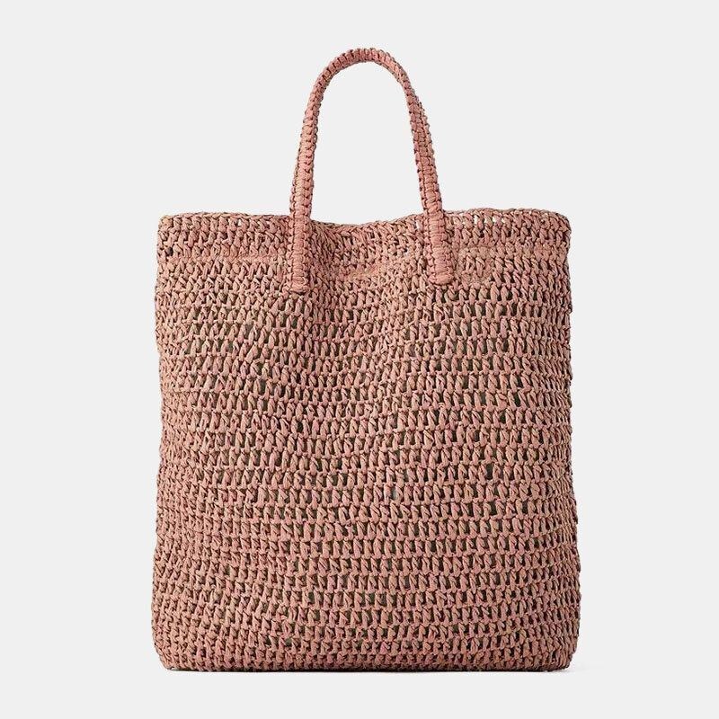 Dame Rejse Sommer Strand Stor Kapacitet Halm Håndtaske Tote Bag