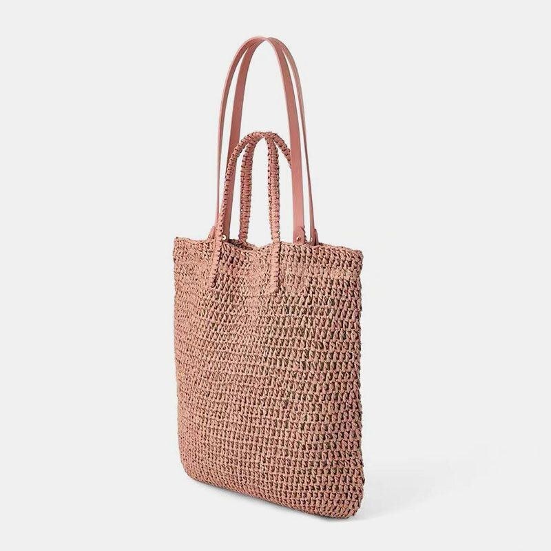 Dame Rejse Sommer Strand Stor Kapacitet Halm Håndtaske Tote Bag