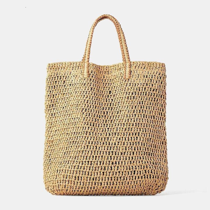 Dame Rejse Sommer Strand Stor Kapacitet Halm Håndtaske Tote Bag