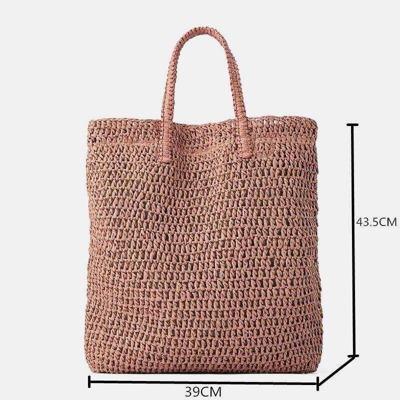 Dame Rejse Sommer Strand Stor Kapacitet Halm Håndtaske Tote Bag