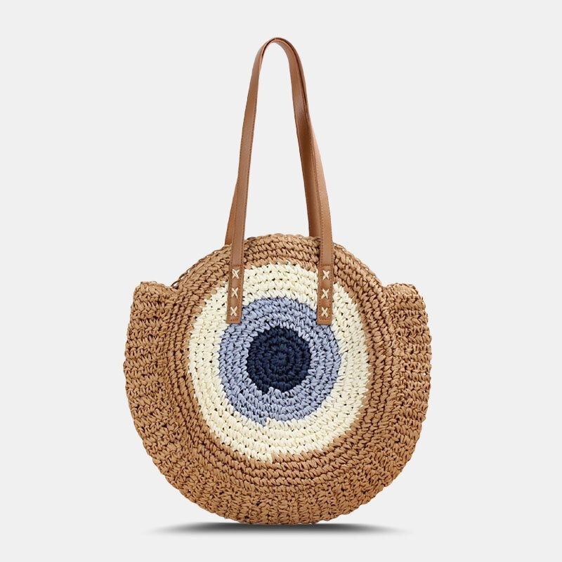 Dame Simplicity Stripe Straw Bag Håndtasker Tote Retro Beach Bag