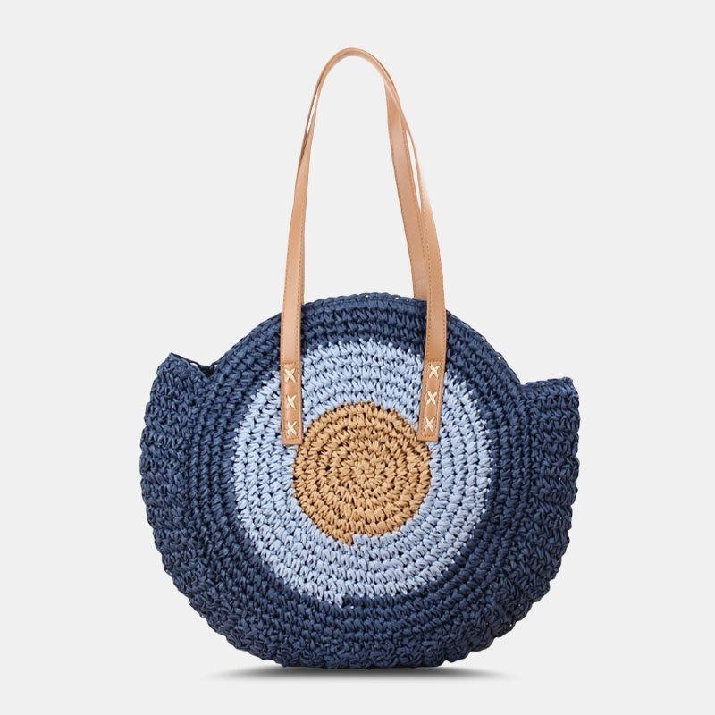 Dame Simplicity Stripe Straw Bag Håndtasker Tote Retro Beach Bag