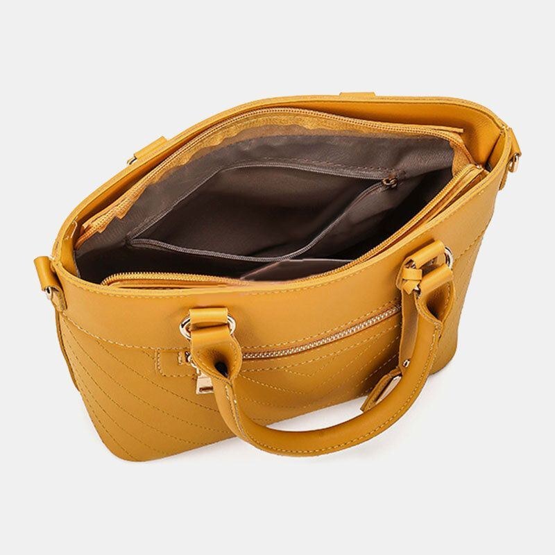 Dame Solid Commuter Satchel Crossbody Taske Skuldertaske Håndtaske