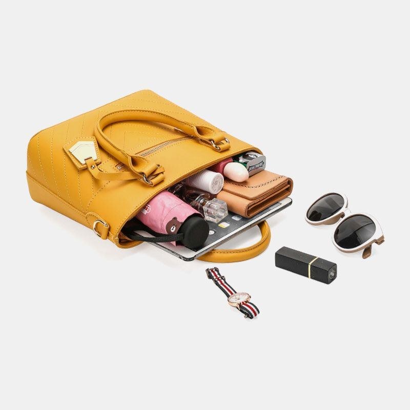 Dame Solid Commuter Satchel Crossbody Taske Skuldertaske Håndtaske