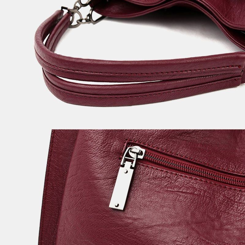 Dame Stor Kapacitet Solid Tassel Tote Bag Crossbody Bag Håndtaske