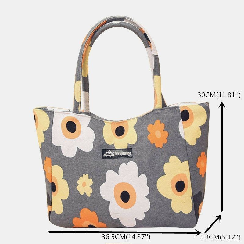 Dame Stor Kapacitet Vandtæt Flower Stripe Håndtaske Tote