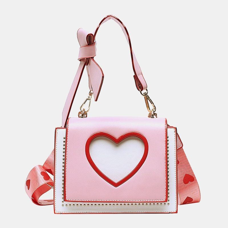 Dame Valentinsdag Hollow Out Love Broderet Crossbody Taske Skuldertaske Håndtaske