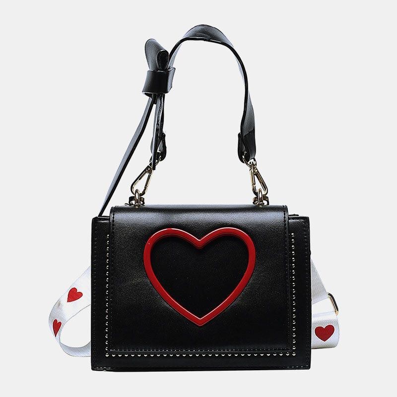 Dame Valentinsdag Hollow Out Love Broderet Crossbody Taske Skuldertaske Håndtaske