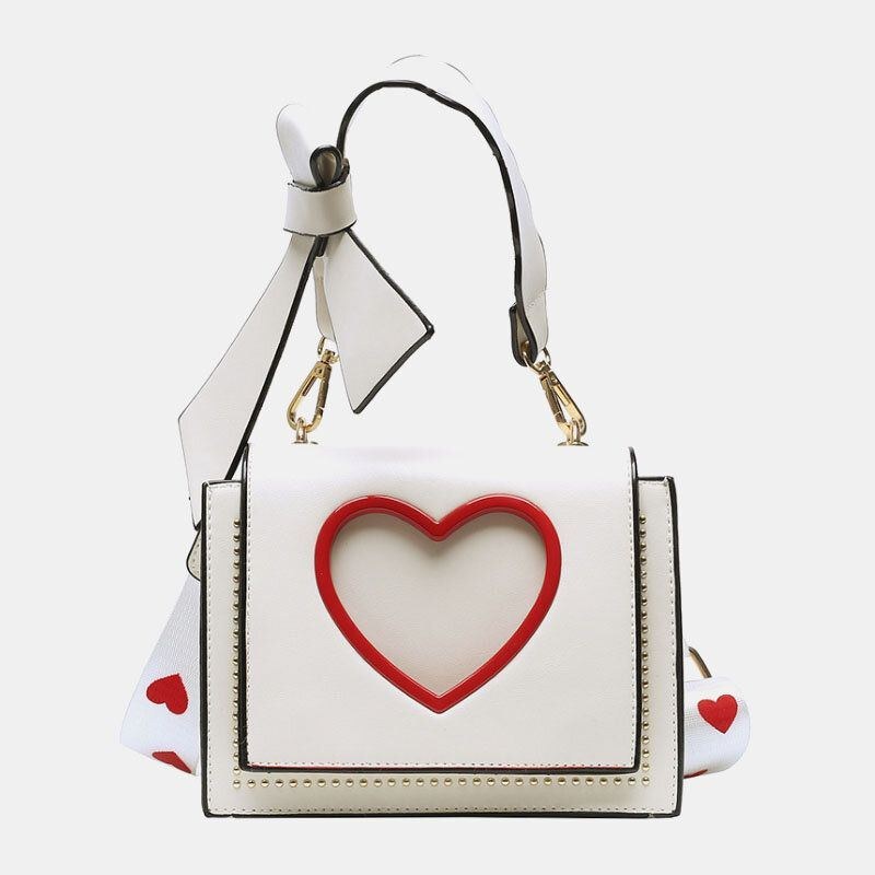 Dame Valentinsdag Hollow Out Love Broderet Crossbody Taske Skuldertaske Håndtaske