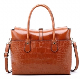 Damemode Retro Crocodile Handtaske Briefcase Skuldertaske