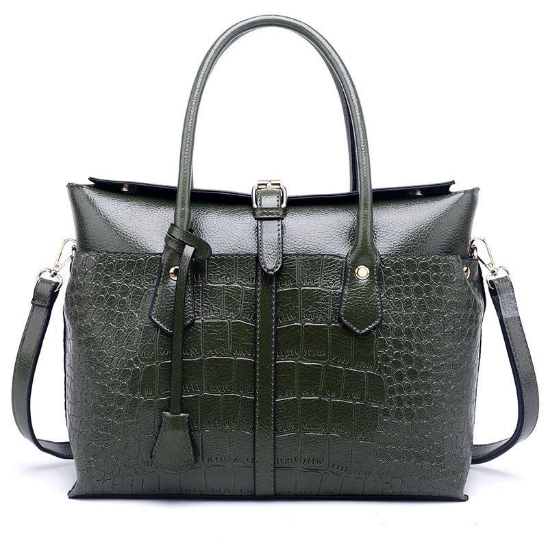 Damemode Retro Crocodile Handtaske Briefcase Skuldertaske