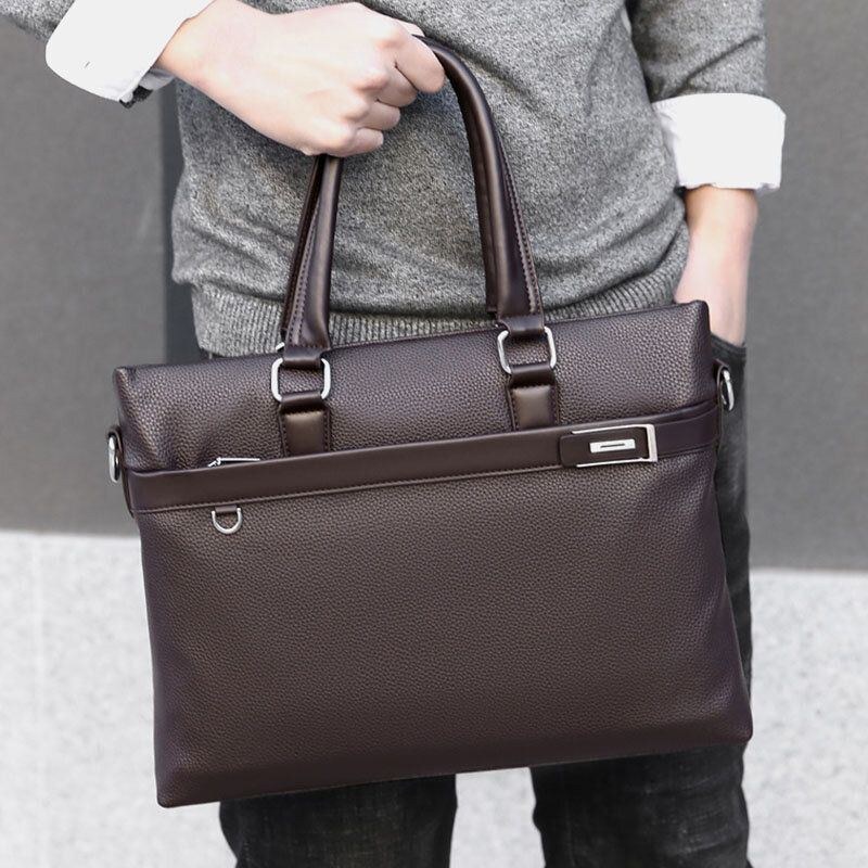 Herre Imiteret Læder Business 15.6 Tommer Bærbar Taske Dokumentmapper Håndtaske Crossbody Taske