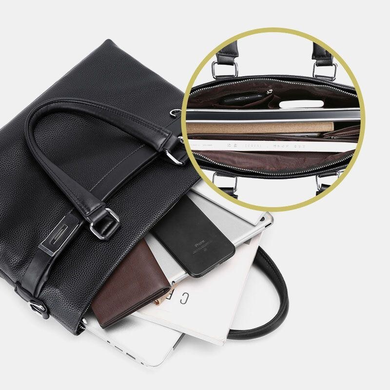 Herre Imiteret Læder Business 15.6 Tommer Bærbar Taske Dokumentmapper Håndtaske Crossbody Taske