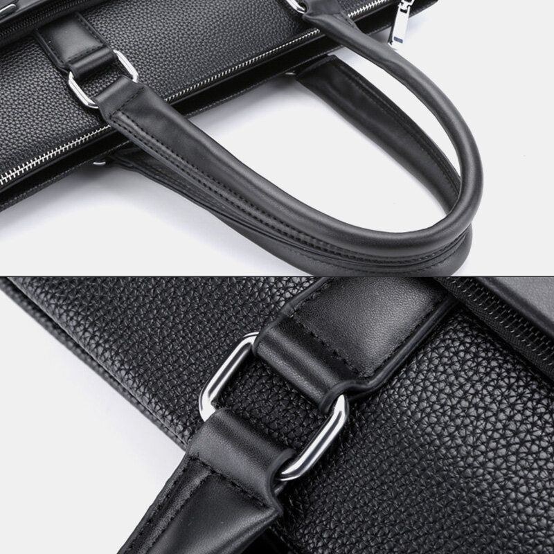 Herre Imiteret Læder Business 15.6 Tommer Bærbar Taske Dokumentmapper Håndtaske Crossbody Taske