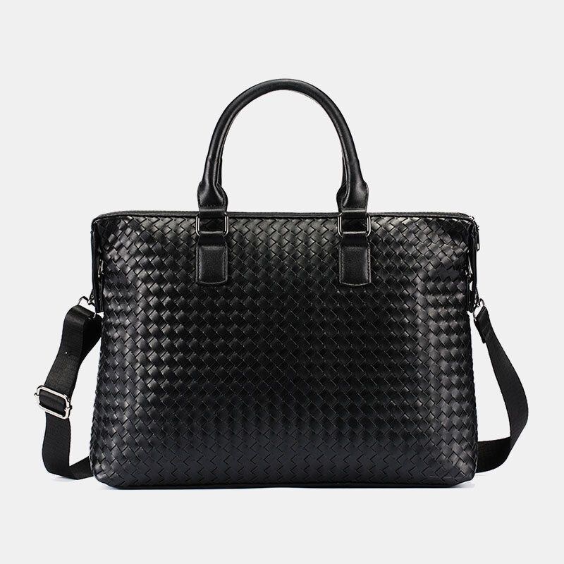 Herre Imiteret Læder Multi-bære 14 Tommer Bærbar Taske Dokumentmappe Business Håndtaske Crossbody Taske